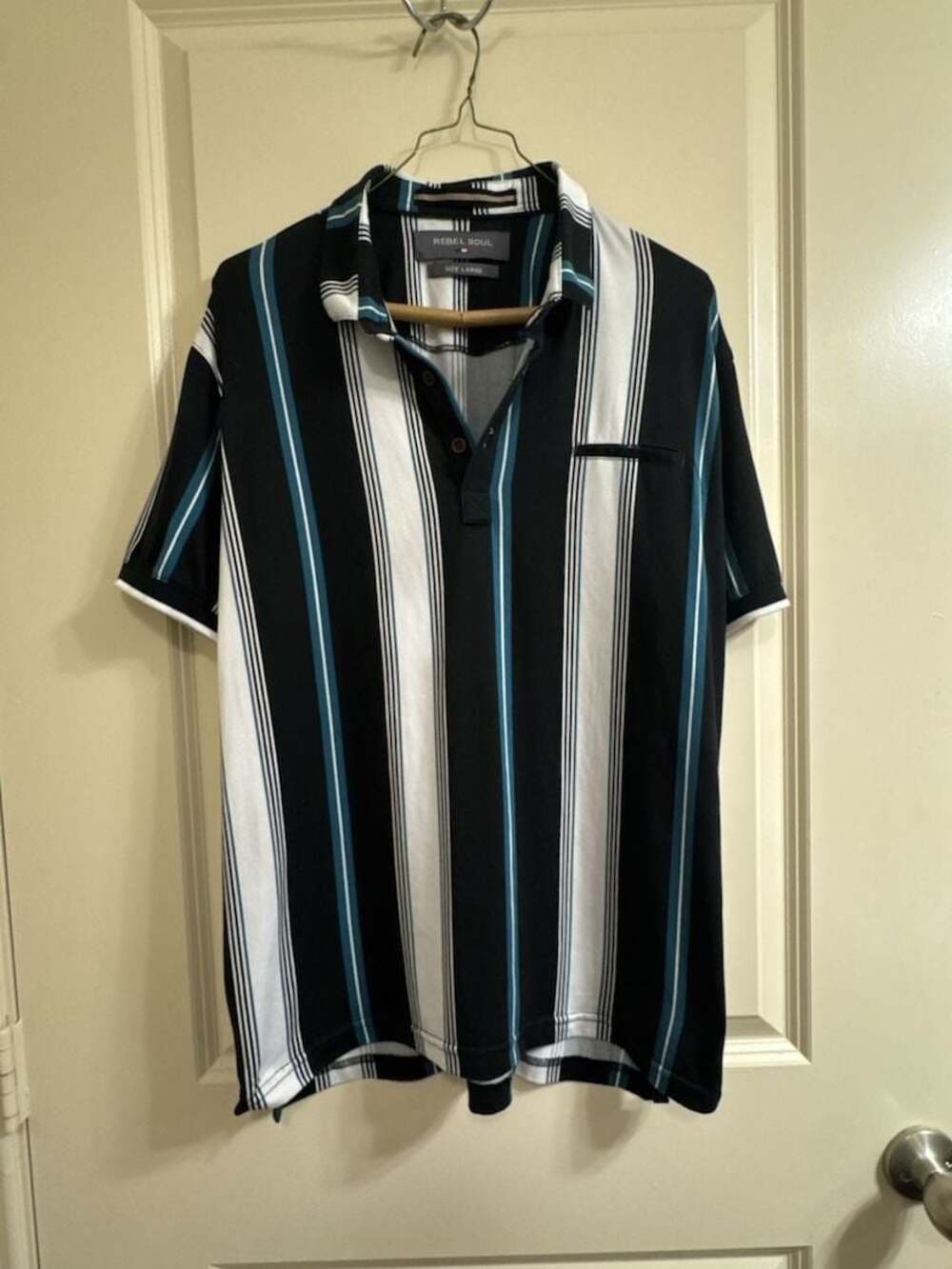 Rebel Soul Men's Striped Polo Shirt Size Large